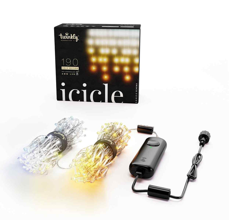 Twinkly 190-Light AWW LED Icicle Light Set (Generation II) - The Country Christmas Loft