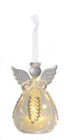 LED Glass Angel Pine Cone Ornament - Style A - The Country Christmas Loft