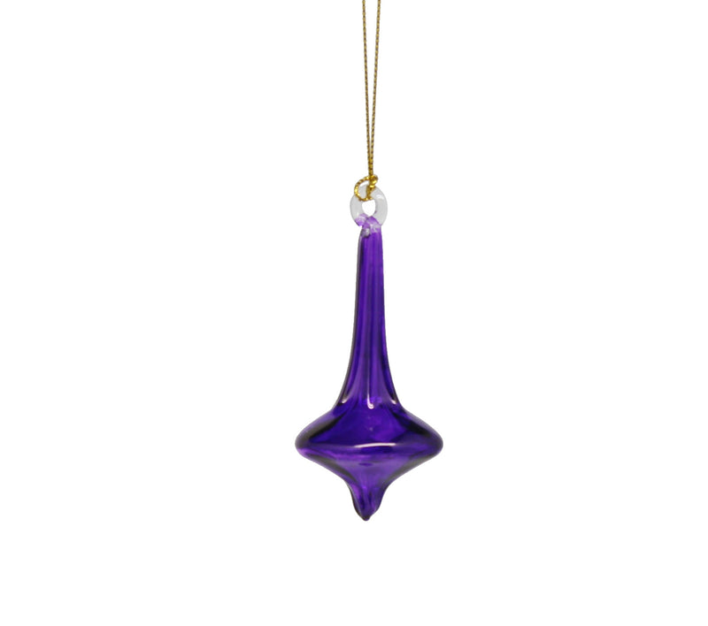 Blown Glass Teardrop Ornament - Purple - Low Bulge