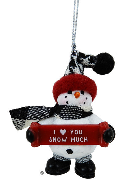 Cozy Snowman Ornament - I ♥ You - The Country Christmas Loft