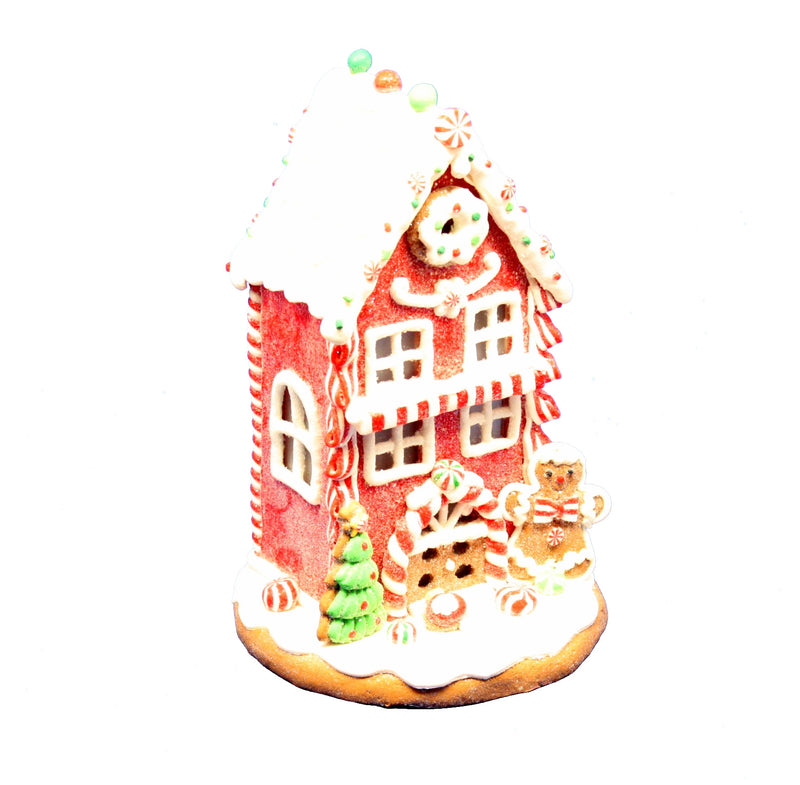 Lighted 8.5 inch Gingerbread House - Gingerbread Man