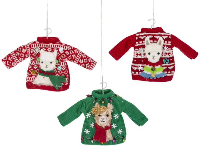 Llama Ugly Sweater Ornament -  Red Scarf - The Country Christmas Loft