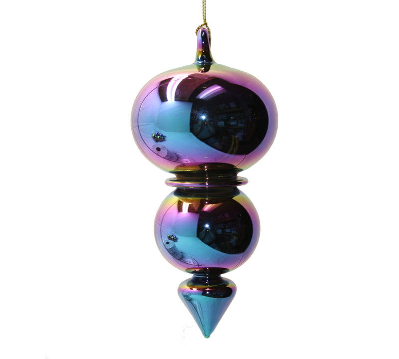 Chromatic Egyptian Glass Double Torus with Spire Ornament