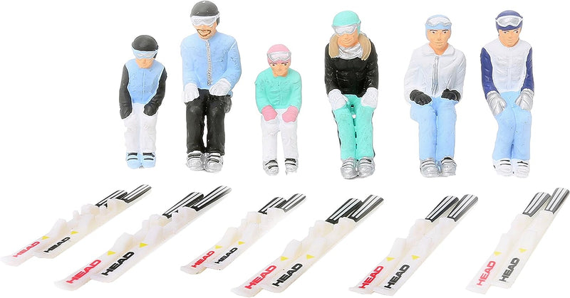 6 Piece sitting figurines with Skis