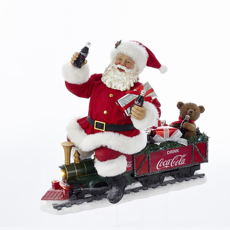 Coca-Cola Santa On Train With LED Headlight - The Country Christmas Loft