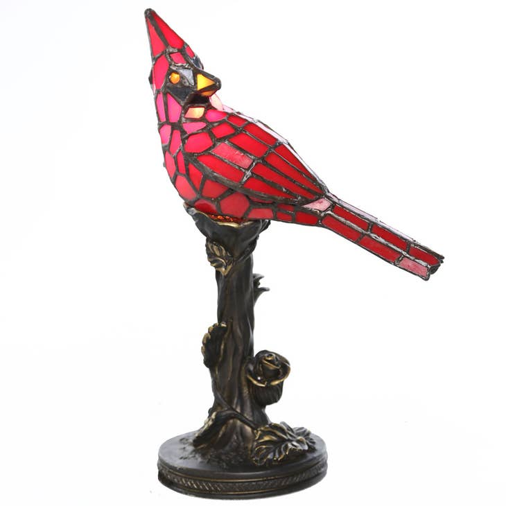 Skylar Red Stained Glass Bird Accent Lamp - The Country Christmas Loft