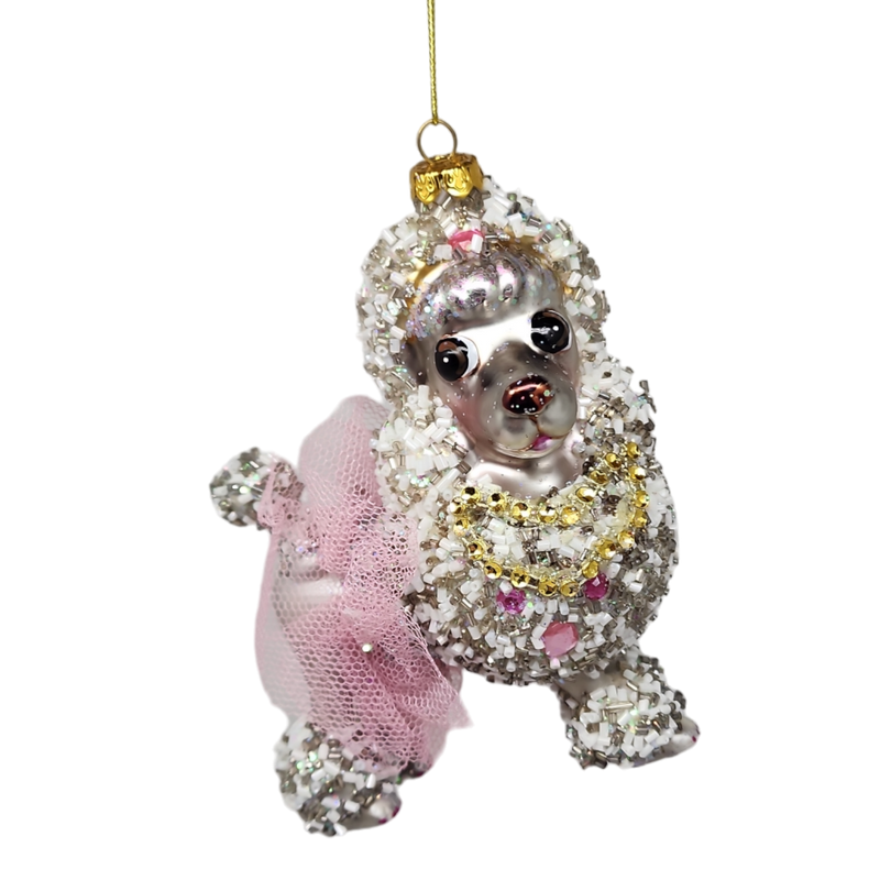 Vintage Glass Poodle Ornament -