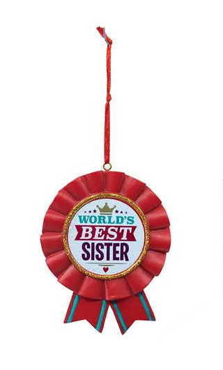 Worlds Best Sister Ribbon - Ornament - The Country Christmas Loft