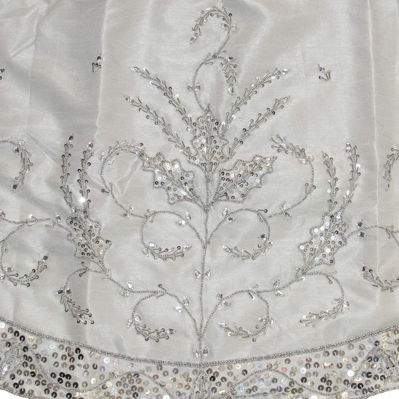 48" Silver Hand Embroidery Treeskirt - The Country Christmas Loft