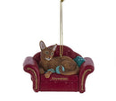 Cat On Red Sofa Ornament - - The Country Christmas Loft