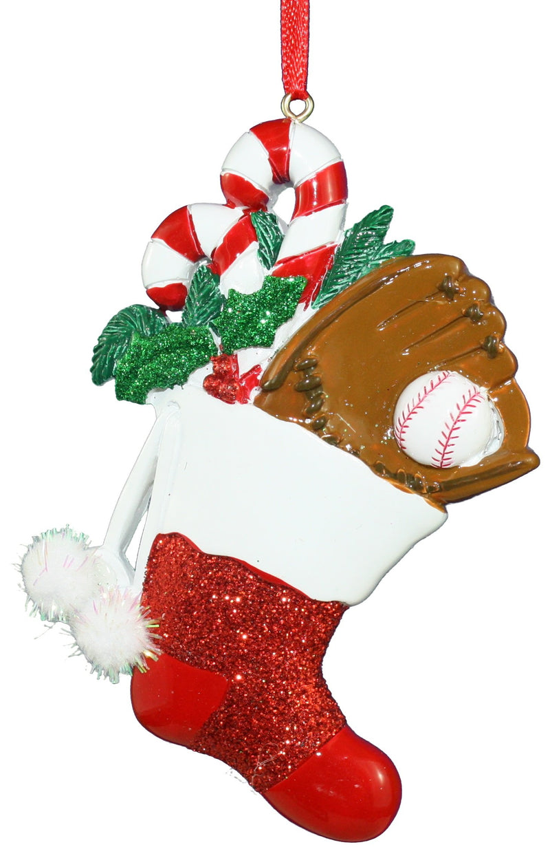 4.3 Inch Baseball Resin Sports Sock Ornament - The Country Christmas Loft