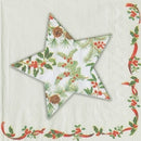 Holly Star Cream Cocktail Napkin - The Country Christmas Loft