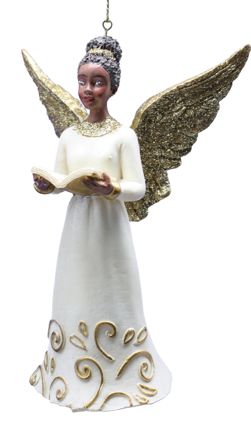 African American Ivory and Gold Angel Ornaments -