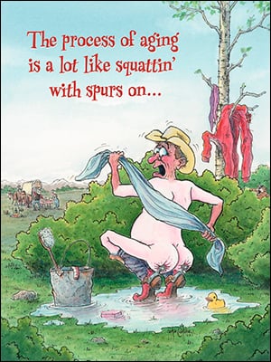 Birthday Card - Squattin With Spurs On - The Country Christmas Loft