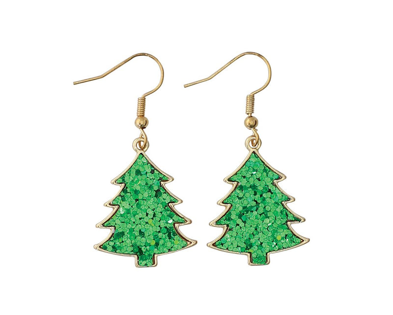 Green Sequin Trees - Earrings - The Country Christmas Loft