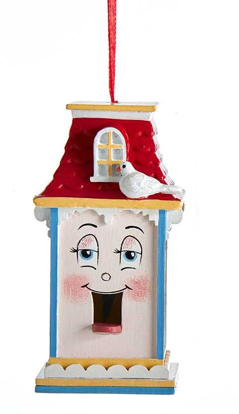 Whimsical Wooden Birdhouse Ornament - Light Blue - The Country Christmas Loft