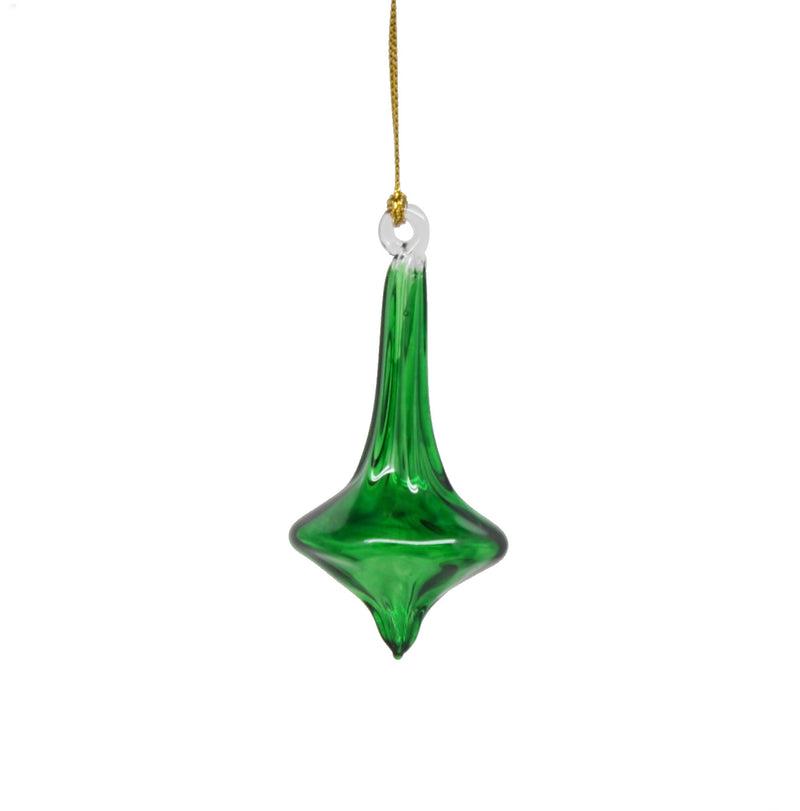 Blown Glass Teardrop Ornament - Green - Low Bulge