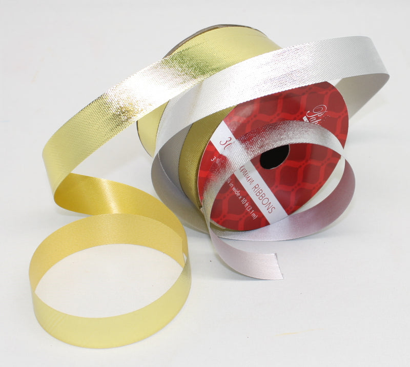 10 Foot Premium Ribbon 3 Piece Set - Gold/Silver/Gold - The Country Christmas Loft