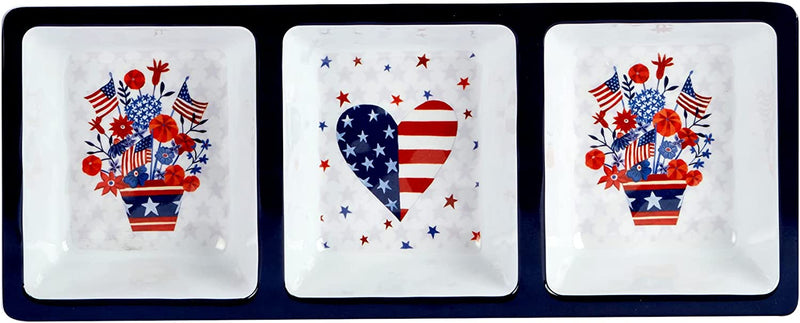 Stars and Stripes 3 Section Relish Tray - The Country Christmas Loft