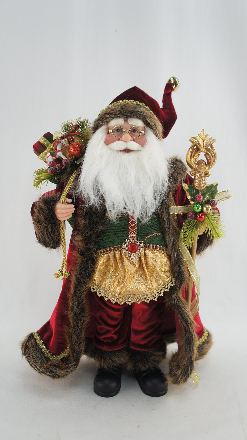 Standing Santa - Red/Green/Gold - 18 Inch - The Country Christmas Loft