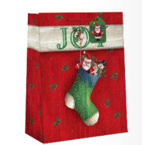 Country Christmas Gift Bag - Large - Joy Stocking - The Country Christmas Loft