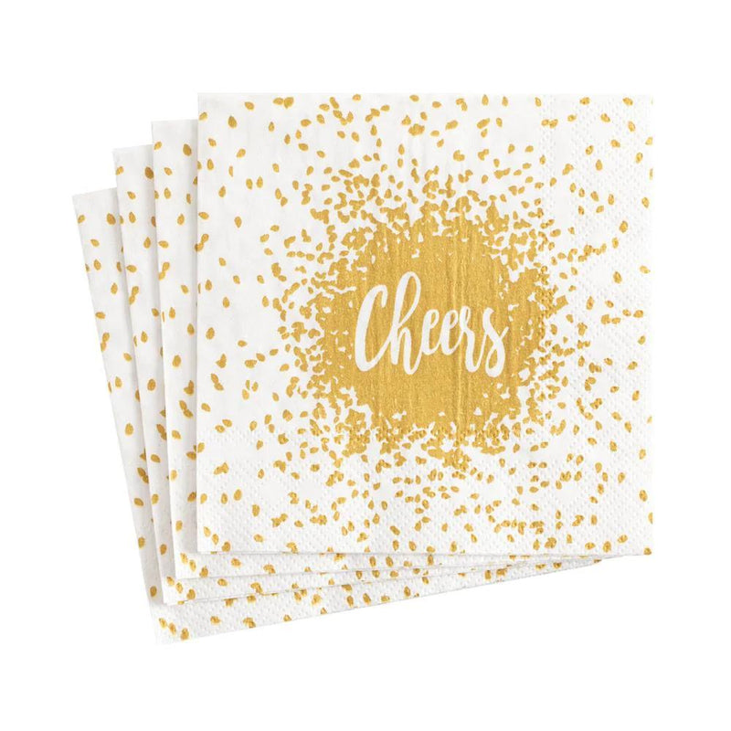 Cheers Paper Cocktail Napkins in Gold - The Country Christmas Loft