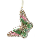 Glass Butterfly Ornament - Pink and Green