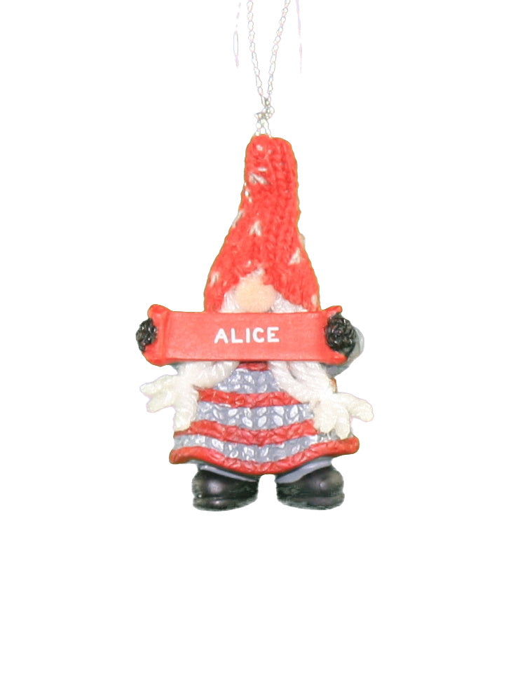 Personalized Gnome Ornament (Letters A-I) - Alice - The Country Christmas Loft