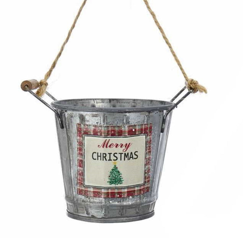 Metal Bucket With Saying Ornament - Merry Christmas - The Country Christmas Loft
