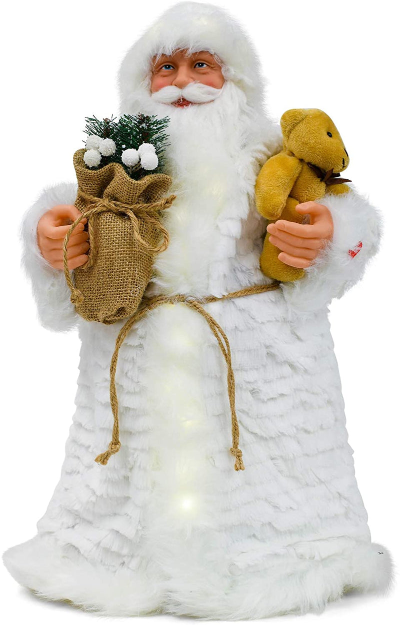 LED Fabric Santa - 20 inch - Gold and Silver - The Country Christmas Loft