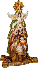 Under Star Holy Family 16 Inch Resin Stone Advent Candle Holder - The Country Christmas Loft