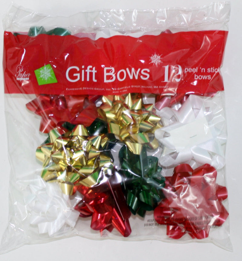 Stick on Bows - 12 Assorted Medium Size - - The Country Christmas Loft