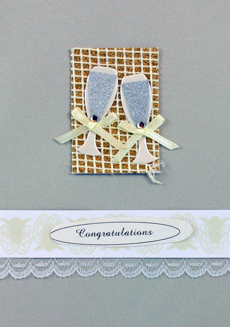 Handmade Embellished Card Collection - Wedding Day Champagne Glasses