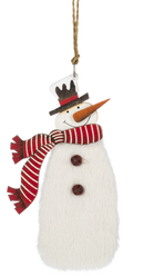 Fuzzy Snowman Ornament - - The Country Christmas Loft