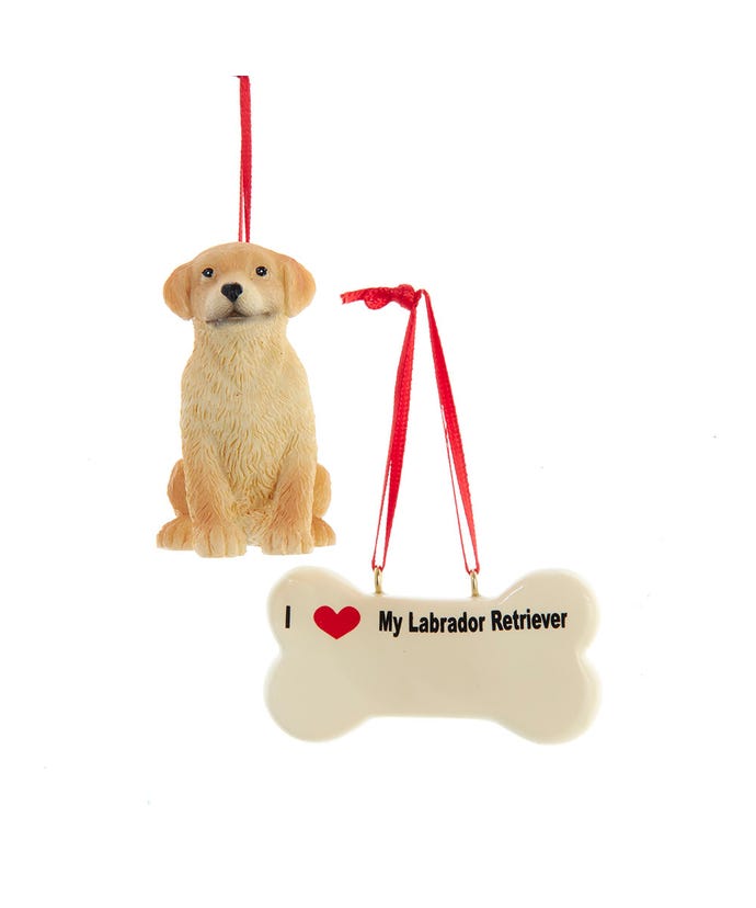 I love My Yellow Labrador Retriever With Dog Bone Ornaments - The Country Christmas Loft