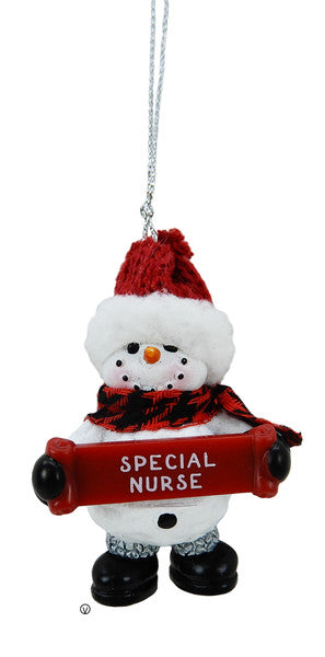Cozy Snowman Ornament - Special Nurse - The Country Christmas Loft