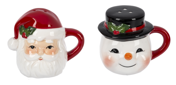 Santa and Snowman - Salt and Pepper Shaker Set - The Country Christmas Loft