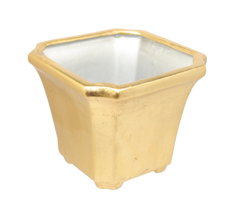 Ceramic Octangon Pot - Gold - - The Country Christmas Loft