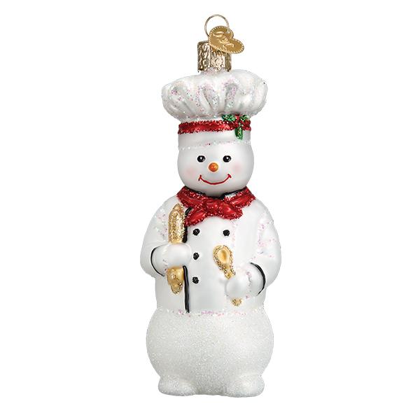 Snowman Chef Glass Ornament - The Country Christmas Loft