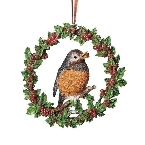 4.25 Inch Robin in a Berry Wreath - The Country Christmas Loft