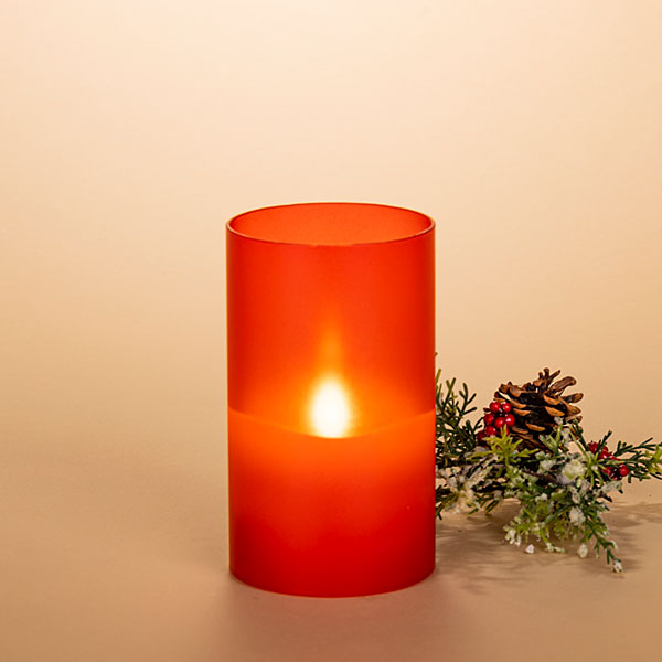 Frosted Glass Candle Red Medium - The Country Christmas Loft