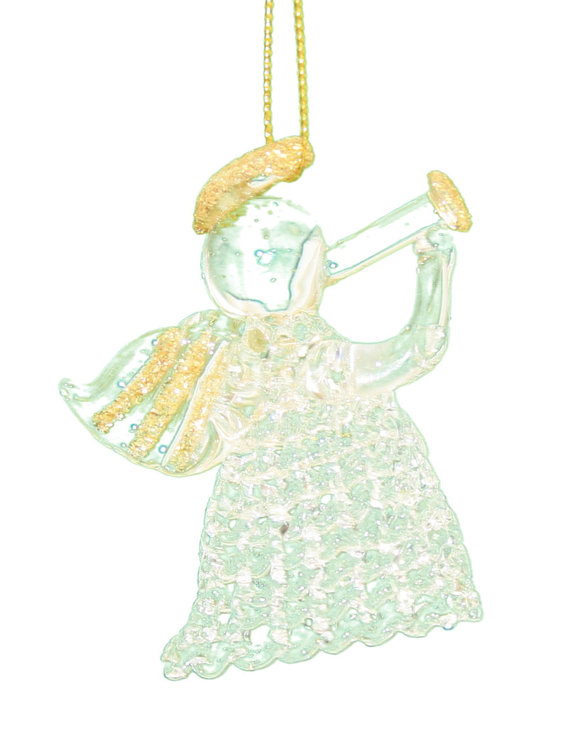 Spunglass Ornament - Gold Angel Herald