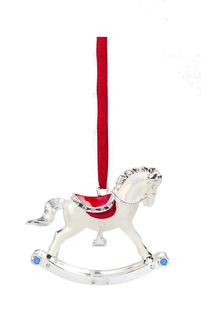 Silver Plated Baby Ornament - Rocking Horse - The Country Christmas Loft