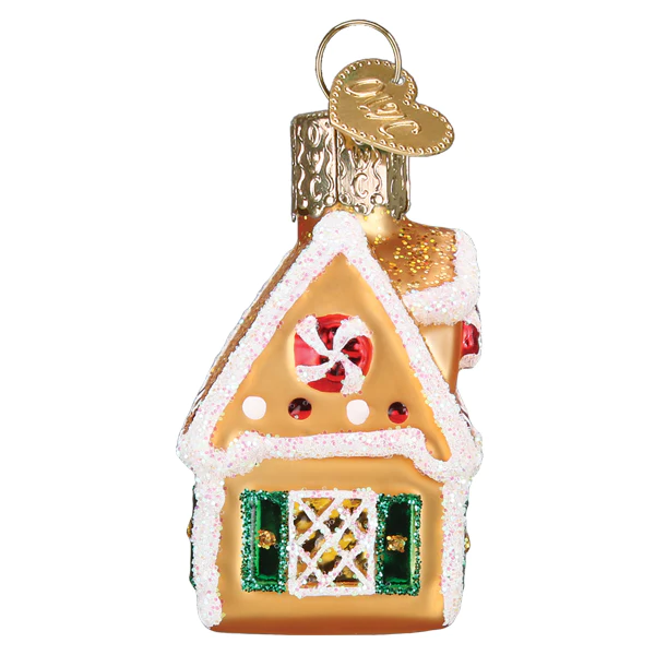 Gumdrop Mini Gingerbread  House Glass Ornament - The Country Christmas Loft