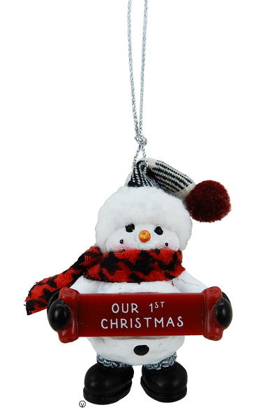 Cozy Snowman Ornament - Our 1st Christmas - The Country Christmas Loft
