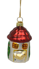 3 Inch Boxed Glass Ornament - Cottage - Round - The Country Christmas Loft