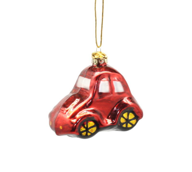 3 Inch Boxed Glass Ornament -  Red Car - The Country Christmas Loft