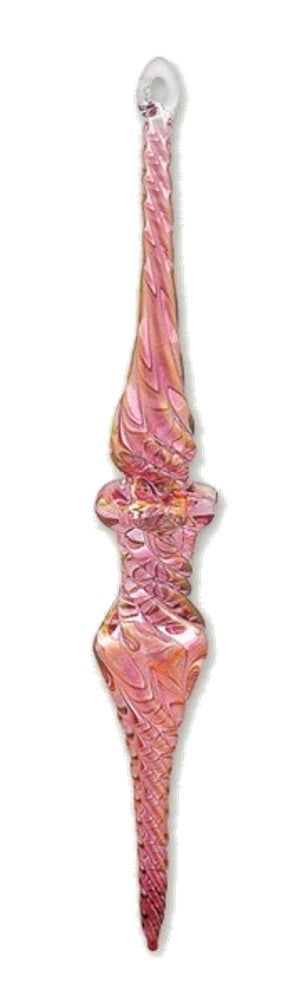 Outer Swirl Icicle Glass Ornaments - Pink
