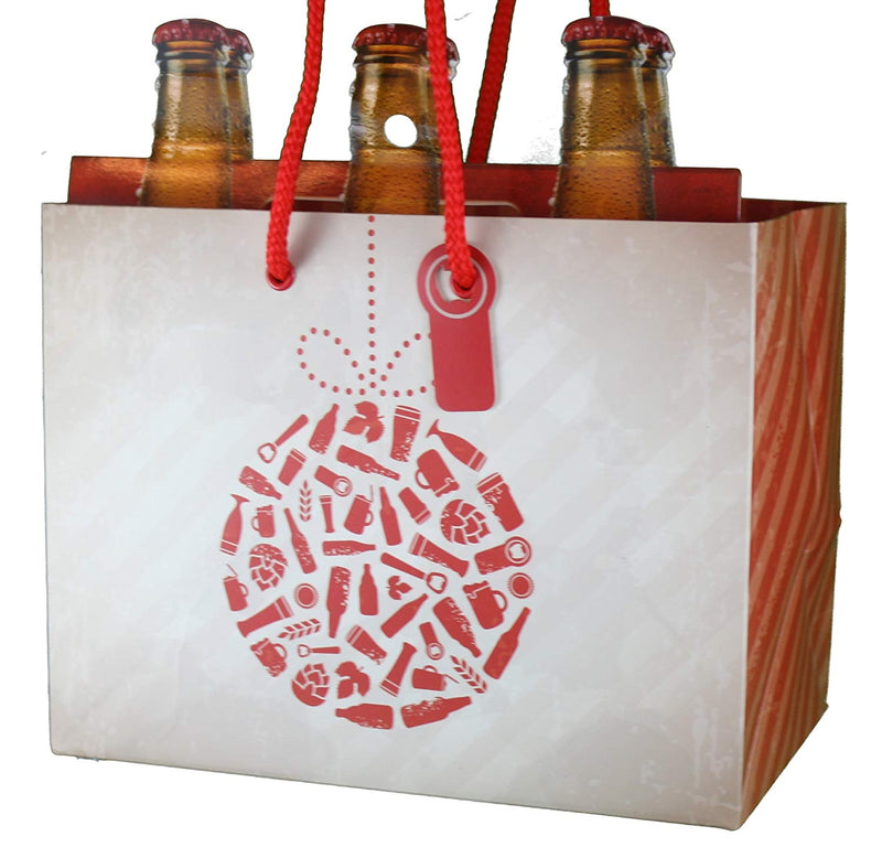 Heavyweight Gift Bag for 6-packs - Collage Ornament - The Country Christmas Loft