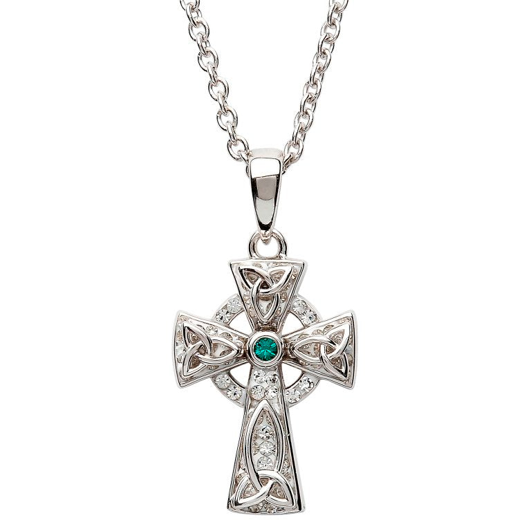 Celtic Trinity Knot Cross Adorned With  Swarovski  Crystals Necklace